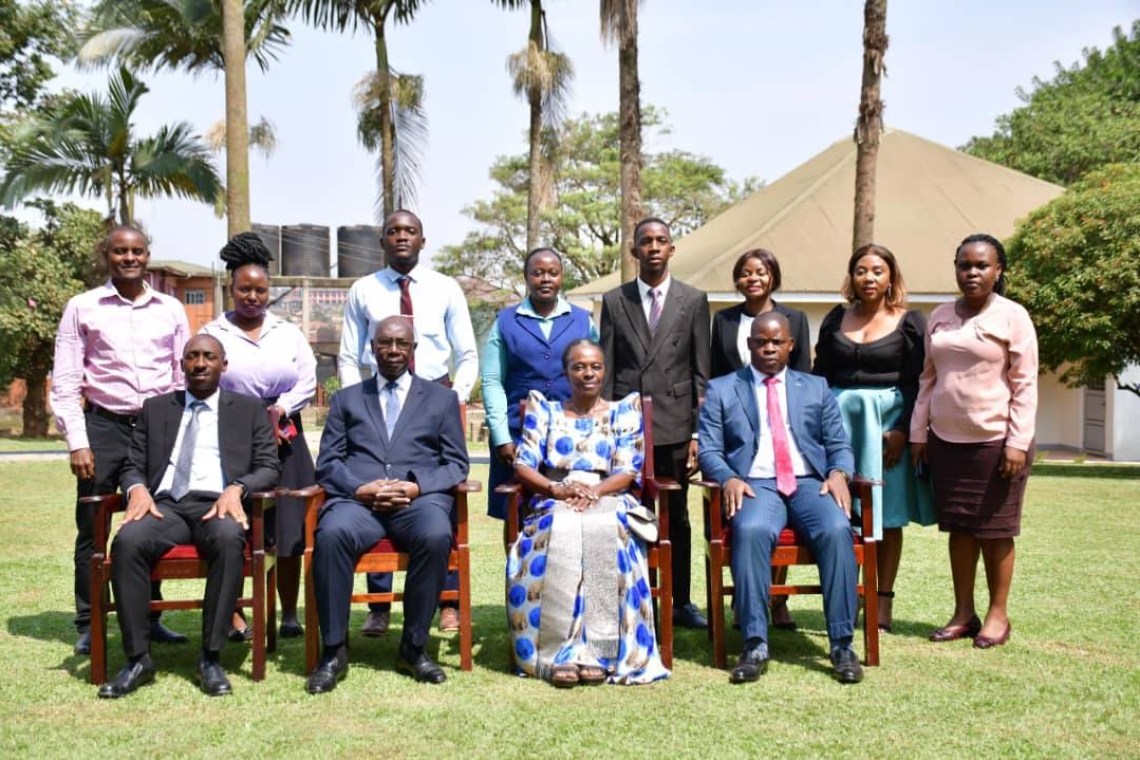 Nnaalinnya Lubuga Agnes Nabaloga (3rd from left) poses with County Chiefs, their deputies, and agricultural officers following a workshop on sustainable development initiatives Image